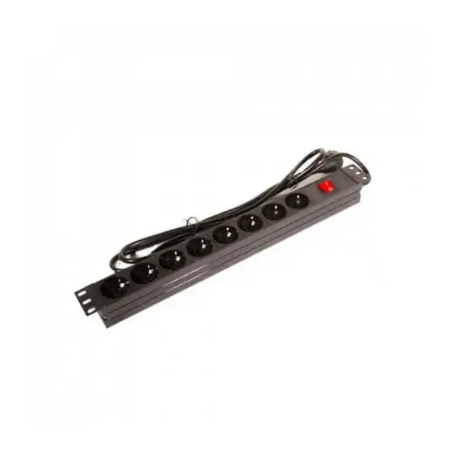 220V razvodni PDU panel 19/1U sa 8 utičnih mesta,prekidač,prenaponska zaštita,kabl 1.8m Mirsan