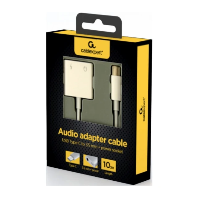 A-CM-3.5FP-01 Gembird USB type-C plug to stereo 3.5 mm audio adapter cable, with extra power socket