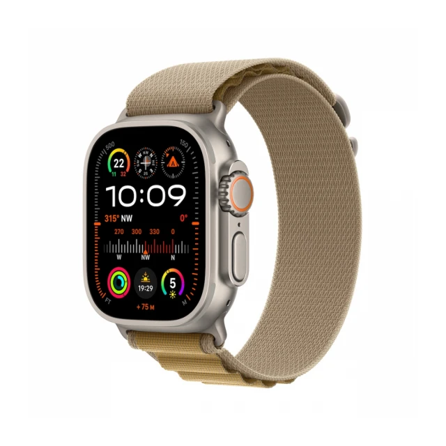 Apple Watch Ultra 2 GPS + Cellular 49mm Natural Titanium Case with Tan Alpine Loop - Large