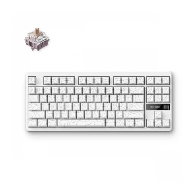 Bežična gaming tastatura MCHOSE G87 Mehanička white topographic