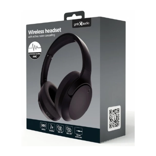 BHP-ANC-01 Gembird Bluetooth stereo Slusalice sa mikrofonom BT V5.3 500mAh/32Ohm, 8h Li-ion Crne