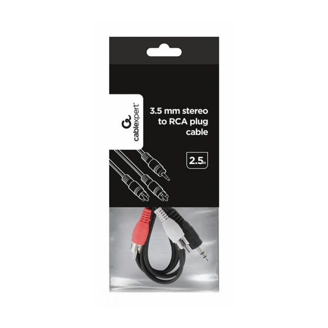 CCA-458-2.5M Gembird 3.5 mm stereo to RCA plug kabl 2.5 m