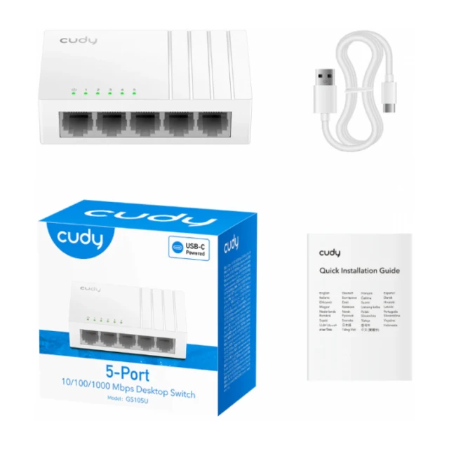 Cudy GS105U 5-Port Gigabit Ethernet Switch with USB-C Power Jack