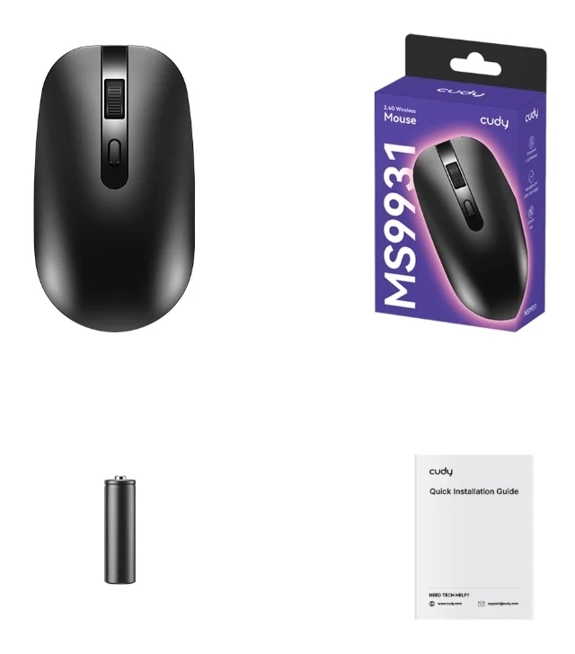 Cudy MS9931, bežicni miš 2.4GHz, optièki USB 800-1600 DPI,Black,109 mm