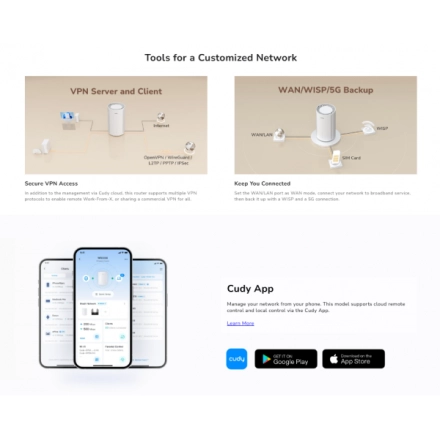 Cudy P2, 5G SA/NSA AX3000 Wi-Fi 6 Router, 2.6 Gbps DL, 2402 Mbps+ 574 Mbps