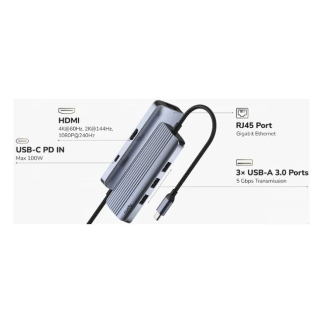 Cudy UH606 6-In-1 USB-C Hub with Gigabit Ethernet Port