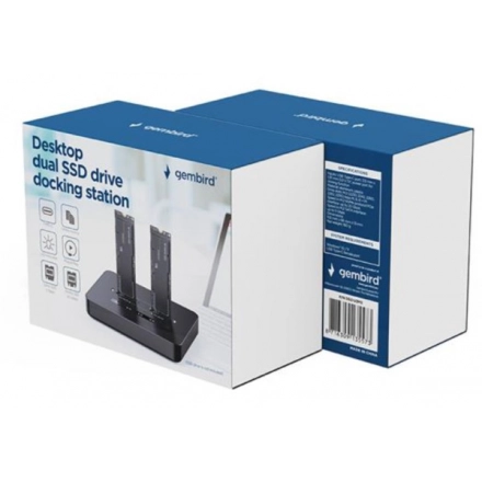 DD2-U3M2 Gembird Desktop doking stanica sa dva USB Type-C M.2 NVME (i SATA) SSD ureðaja, crna