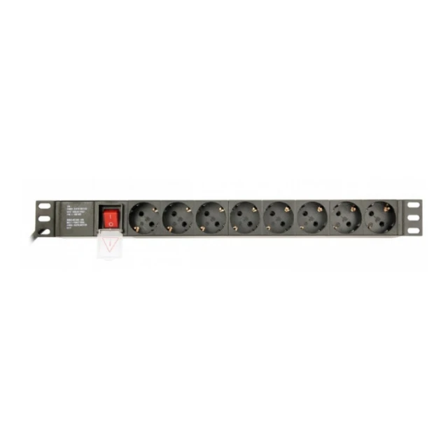 EG-PDU-014-C14 Gembird C14 Produzni kabl sa zastitom 8 uticnica 10A, PDU 1U, aluminium, 3m