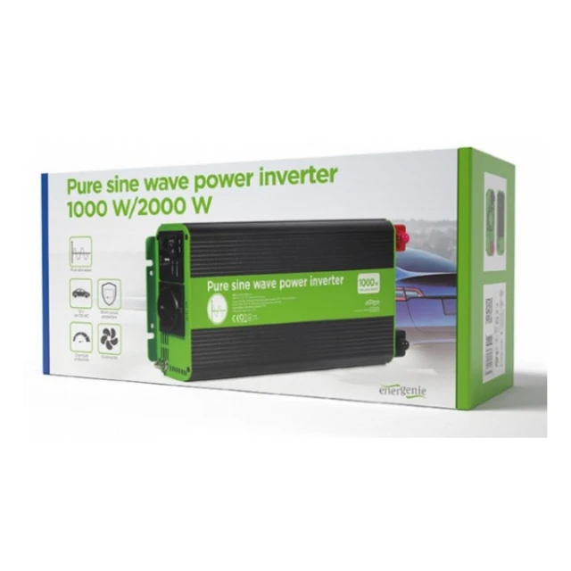 EG-PWC-PS1000-01 Gembird 12V Cist sinusni inverter DC/AC 1000W + USB port, 2,7KG