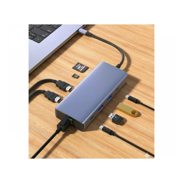 FAST ASIA Adapter TIP-C na 2xHDMI+2xUSB+2xTIP C+SD/TF+RJ45 