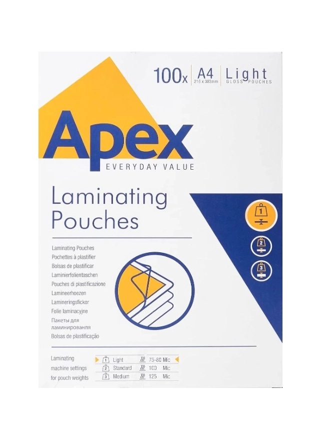 Folija za plastifikaciju A4 80mic Apex light gloss (papir za laminaciju) 100listova