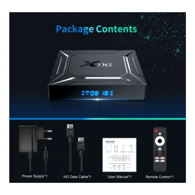 GMB-X96 M200 2/16GB smart TV box S905X5M quad ARM G310V2, 2x4K 2.4&5G, 1000M, BT, Android 14