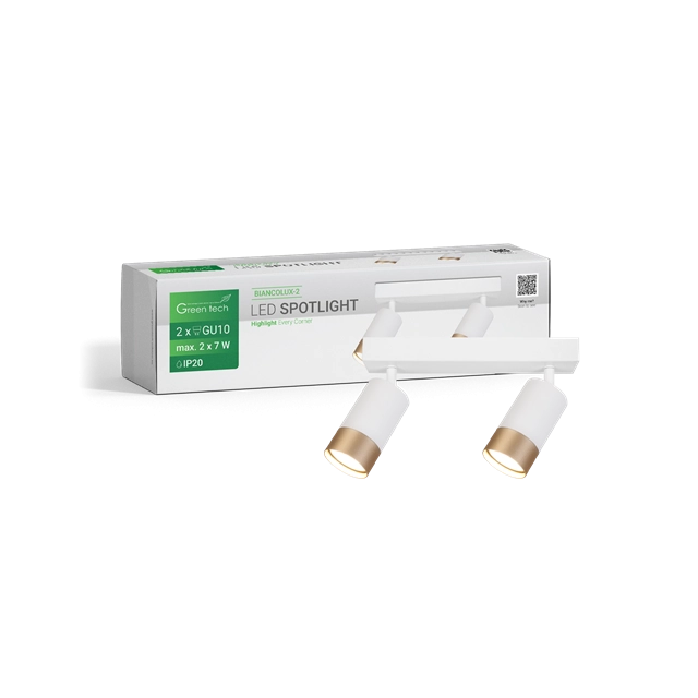 GREEN TECH LED SPOT SVETILJKA GU10 X2 BELO-ZLATNA