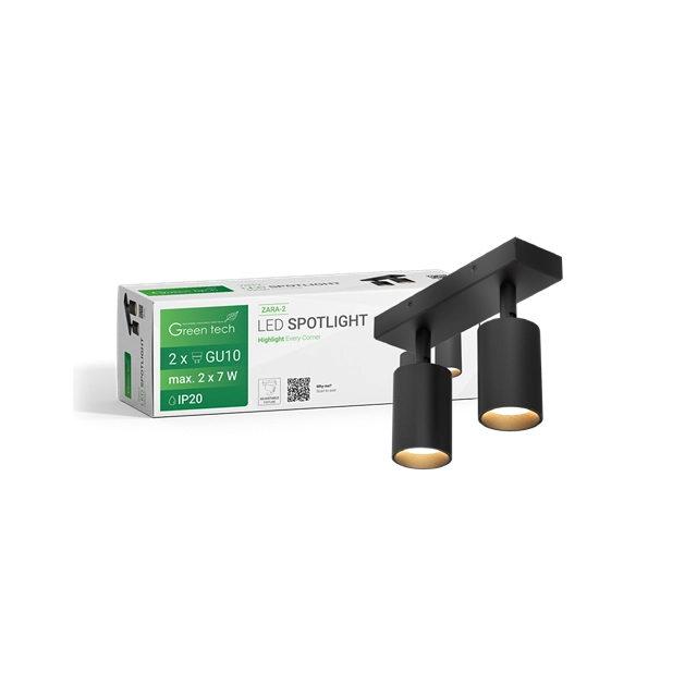 GREEN TECH LED SPOT SVETILJKA GU10 X2 CRNA