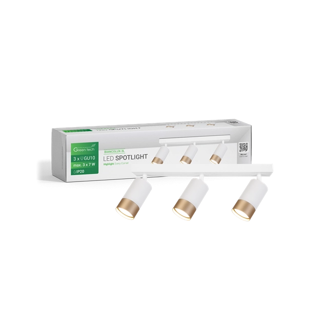 GREEN TECH LED SPOT SVETILJKA GU10 X3 BELO-ZLATNA