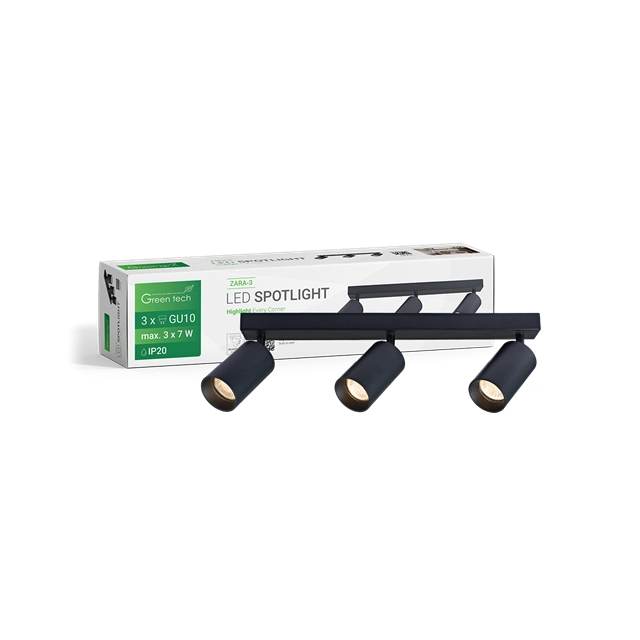 GREEN TECH LED SPOT SVETILJKA GU10 X3 CRNA