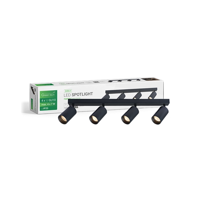 GREEN TECH LED SPOT SVETILJKA GU10 X4 CRNA