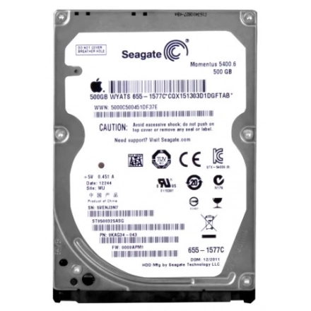 HDD 2.5 * 500GB ST9500325ASG SEAGATE 5400rpm 8mn SATA 9.5mm