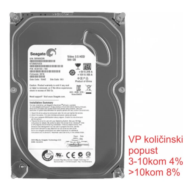HDD 3.5 ** 500GB ST3500312CS SEAGATE 5900RPM 8MB SLIM SATA