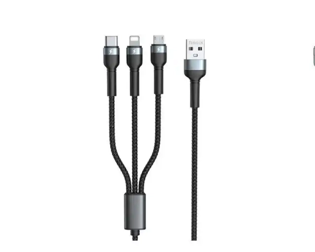 KABL USB NA MICROUSB+TYPE-C+LIGHTNING REMAX JANY 1.2M RC-124TH BLACK