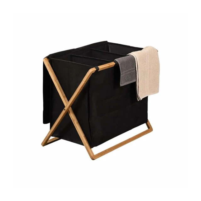 KESPER KSP19437 KORPA ZA PRLJAVI VEŠ 3 PREGRADE SA BAMBUS OKVIROM