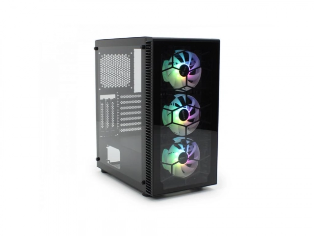 Kucište IG-MAX GIANT GLASS 3F Mid Tower/ATX/E-ATX/Micro ATX/Mini-ITX/kaljeno staklo/ARGB/crna
