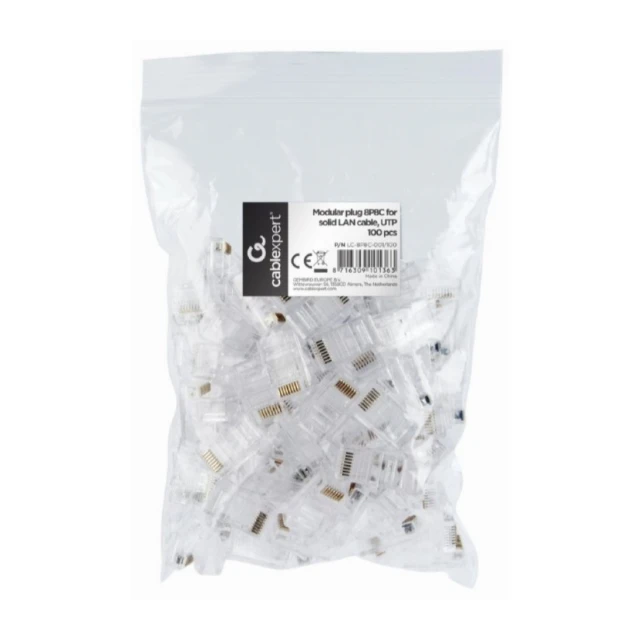 LC-8P8C-001/100 Modular plug RJ45  8P8C 30u CAT5e gold plated, 100 u pakovanju / CENA PO PAKOVANJU