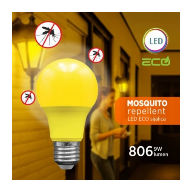 LED ECO sijalica E27 antiinsekt 9W A60 600Nm (Mosquito Repellent) 220-240V