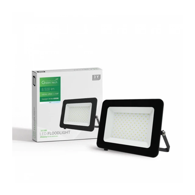 LED REFLEKTOR 100W 6500K 8500lm IP65 CRNI GREEN TECH