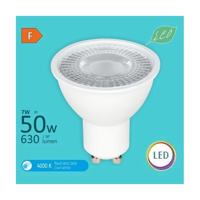 LED sijalica GU10 M2 7W 4000K MR16 ECO 240V 630lm 38 Mitea Lighting