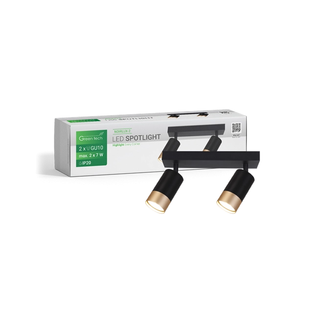 LED SPOT SVETILJKA GU10 X 2 CRNO-ZLATNA GREEN TECH