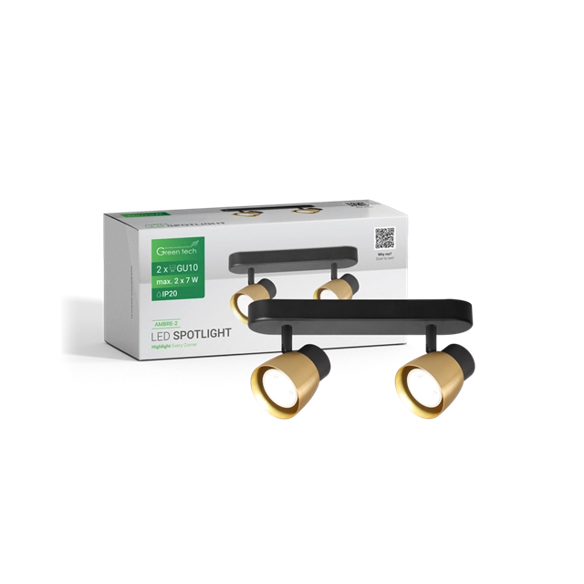 LED SPOT SVETILJKA GU10 X 2 ZLATNO-CRNA GREEN TECH