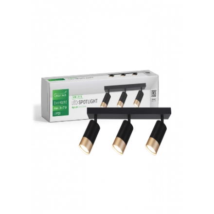 LED SPOT SVETILJKA GU10 X 3 CRNO-ZLATNA GREEN TECH