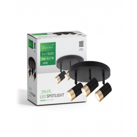 LED SPOT SVETILJKA GU10 X 3 CRNO-ZLATNA GREEN TECH