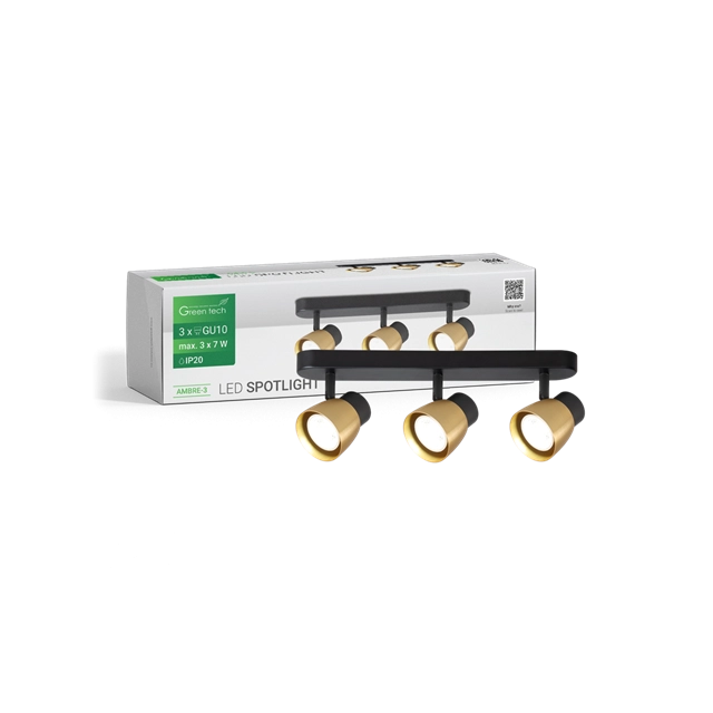 LED SPOT SVETILJKA GU10 X 3 ZLATNO-CRNA GREEN TECH