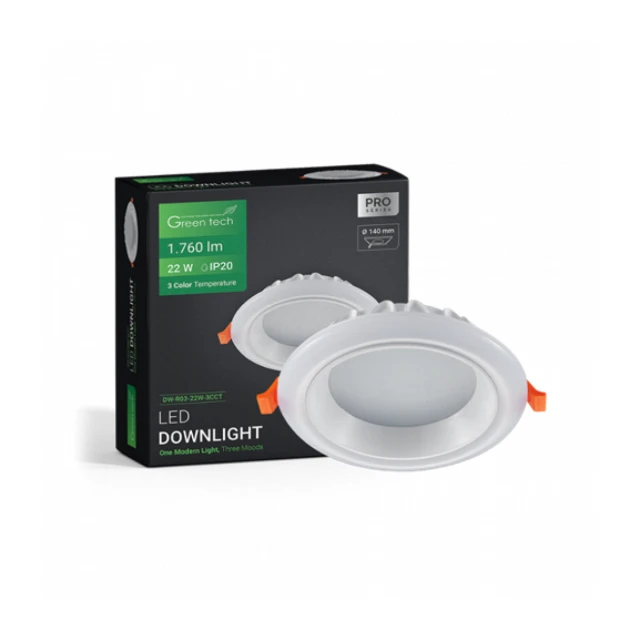 LED SPOT UGR 22W 3CCT OKRUGLI GREEN TECH