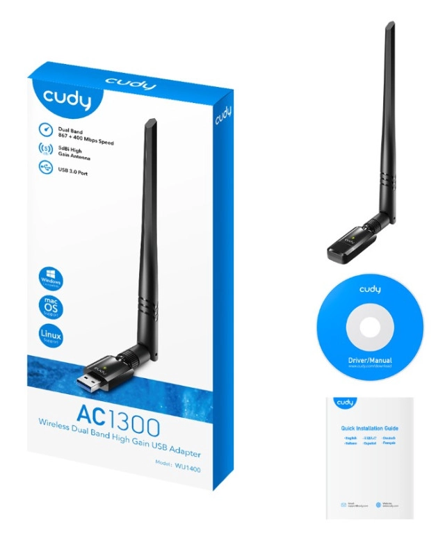 M. WIRELESS USB CUDY 2.4+5GHz WU1400 AC1300