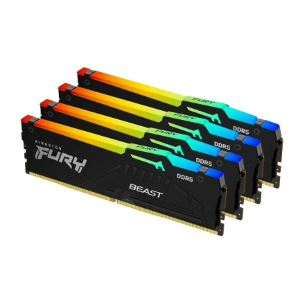 Memorija DDR5 64GB (4x16GB) 6000MT/s Kingston Fury Beast RGB KF560C40BBAK4-64