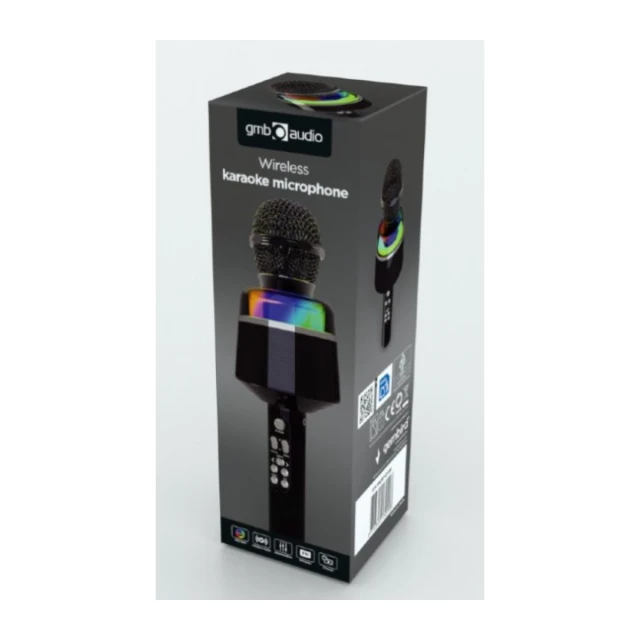 MICBT-01-BK Gembird bezicni karaoke mikrofon sa zvucnikom 3W, LED, black