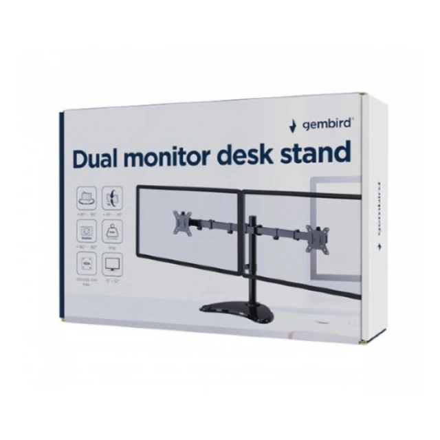 MS-D2ST-02 Gembird Duplo Stono postolje za monitor (rotiranje, naginjanje, okretanje), 13-32 max.8KG