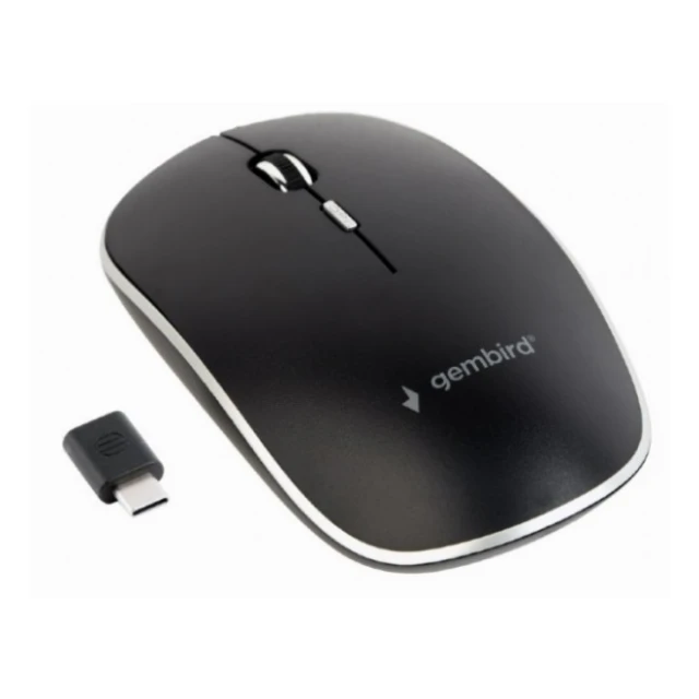 MUSW-4BSC-01 Gembird Type-C Necujni bezicni mis 2,4GHz opticki USB 800-1600Dpi black 115mm