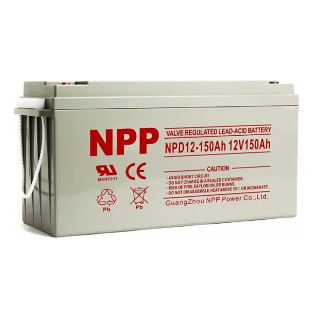 NPP NPG12V-150Ah, GEL BATTERY, C20=150AH, T16, 485*172*240*240, 38,5KG, Light grey