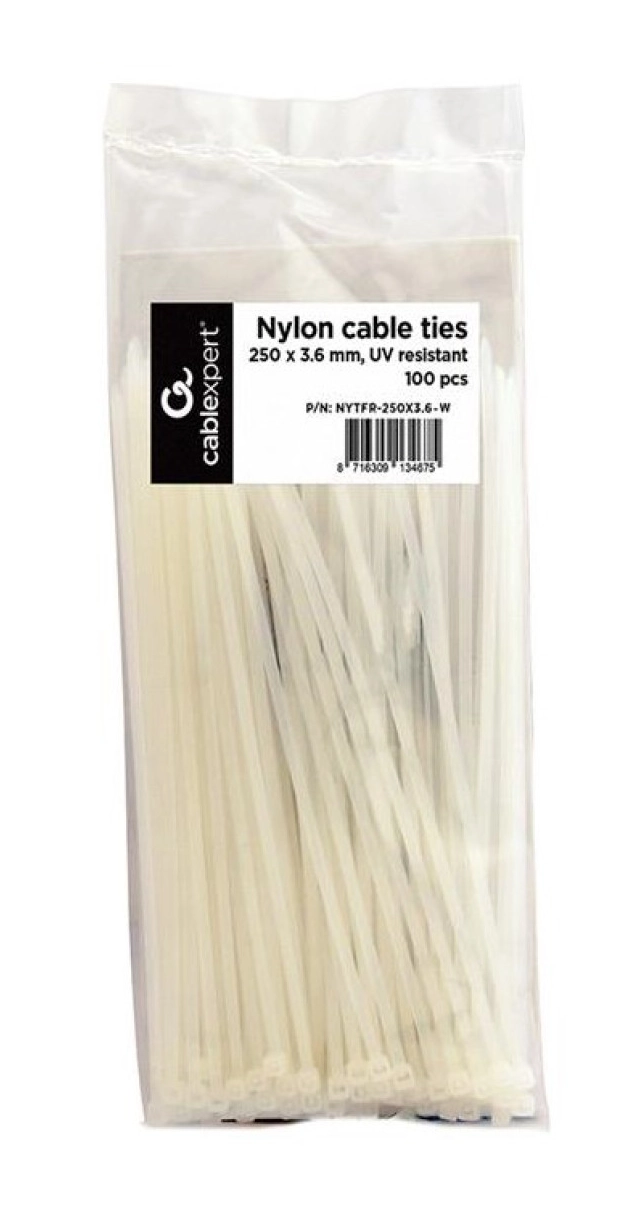 NYTFR-250x3.6-W Gembird Bela Najlonske vezice duzina 250mm sirina 3.6mm kesica 100komada