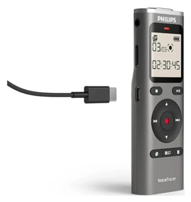 Philips Diktafon DVT1170 Mono,8GB,LCD 2x AAA,siva,USP C,USB 2.0