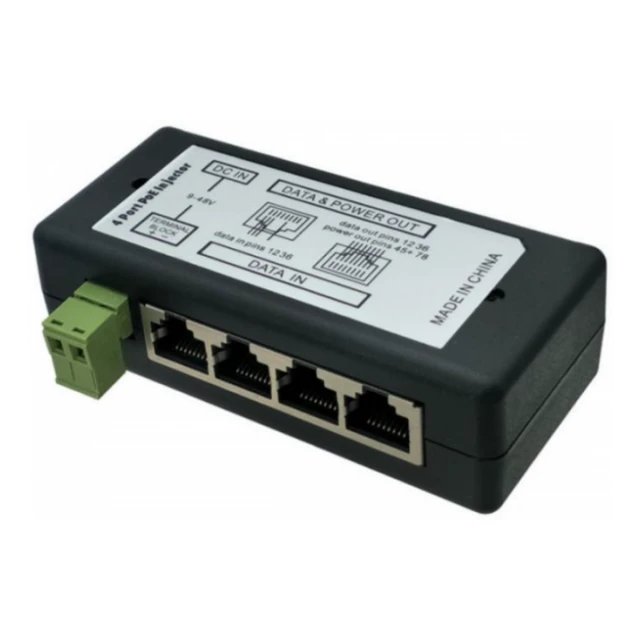 POE-INJ-4xRJ45 Gembird 4CH Pasivni prolazni POE injector,  for IP Network Camera Ubiquiti and MikroT