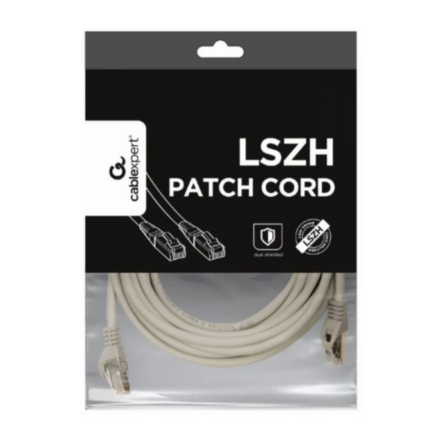 PP6A-LSZHCU-5M Gembird Mrezni kabl, SFTP CAT.6A BAKARNI LSZH Patch cord 5m Grey