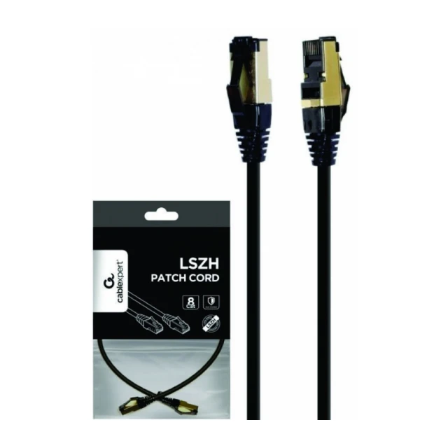 PP8-LSZHCU-BK-1.5M Gembird Mrezni kabl S/FTP Cat.8 LSZH patch cord, black 1.5m