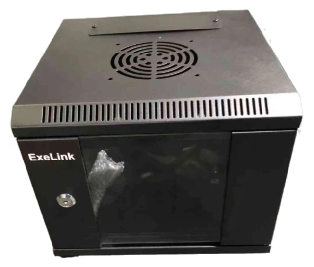 Rek ExeLink 10 in 4U zidni orman vrata staklena,crni,312 × 300 × 310 mm
