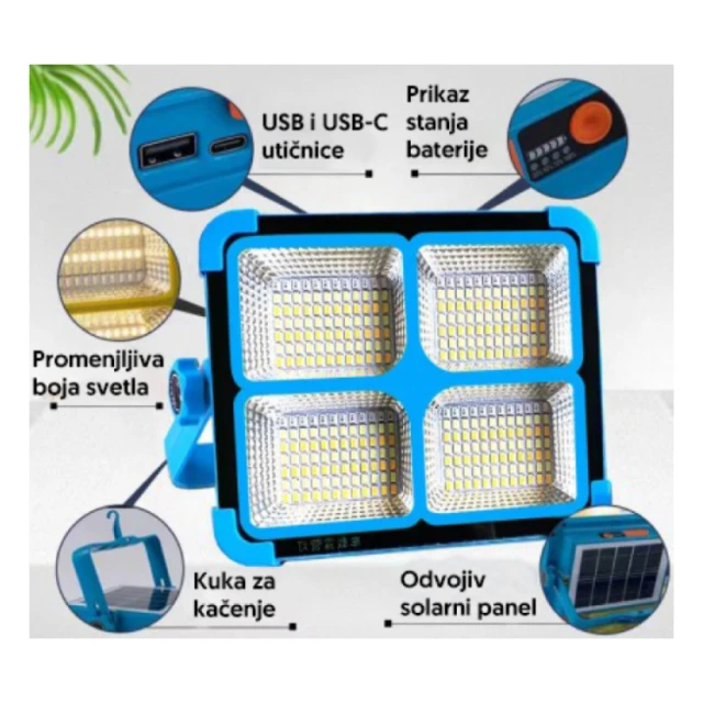 Solarna serviserska LED lampa, 264xSMD, LED, 4500 mAh YW13501-3342