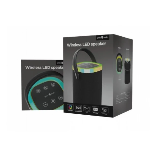 SPK-BT-LED-06 Gembird Portable Bluetooth LED speaker, 10W, BT, FM, USB, Handsfree, Black